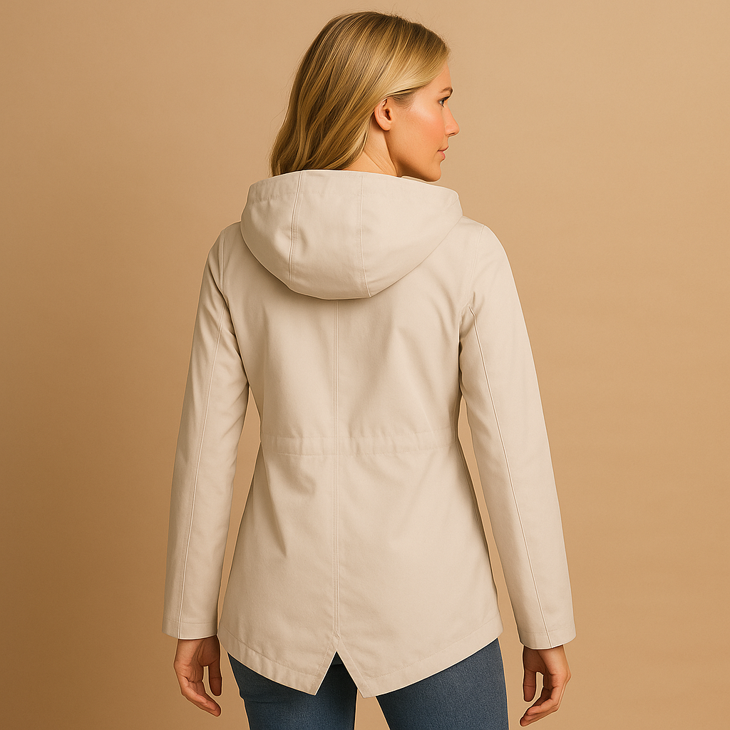 Lange wasserabweisende Regenjacke mit Kapuze für Damen | Femke