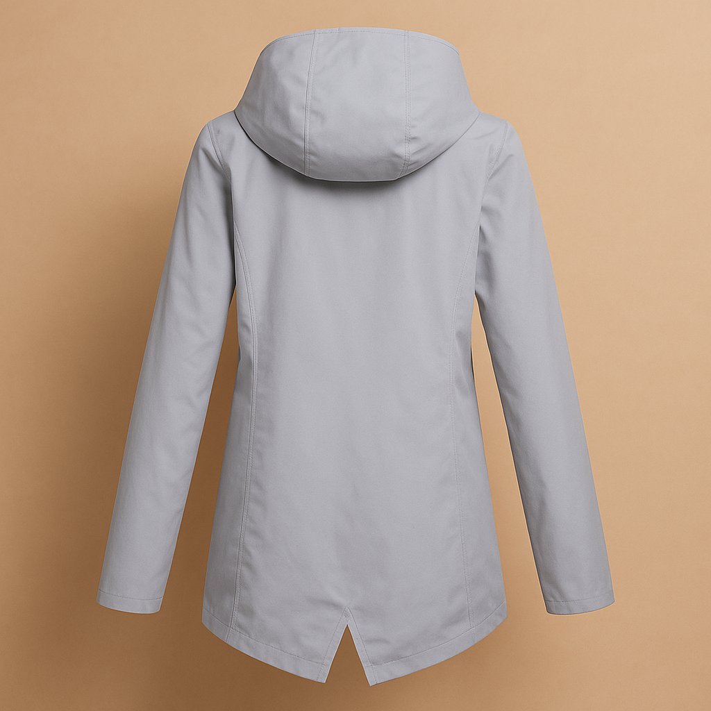 Lange wasserabweisende Regenjacke mit Kapuze für Damen | Femke