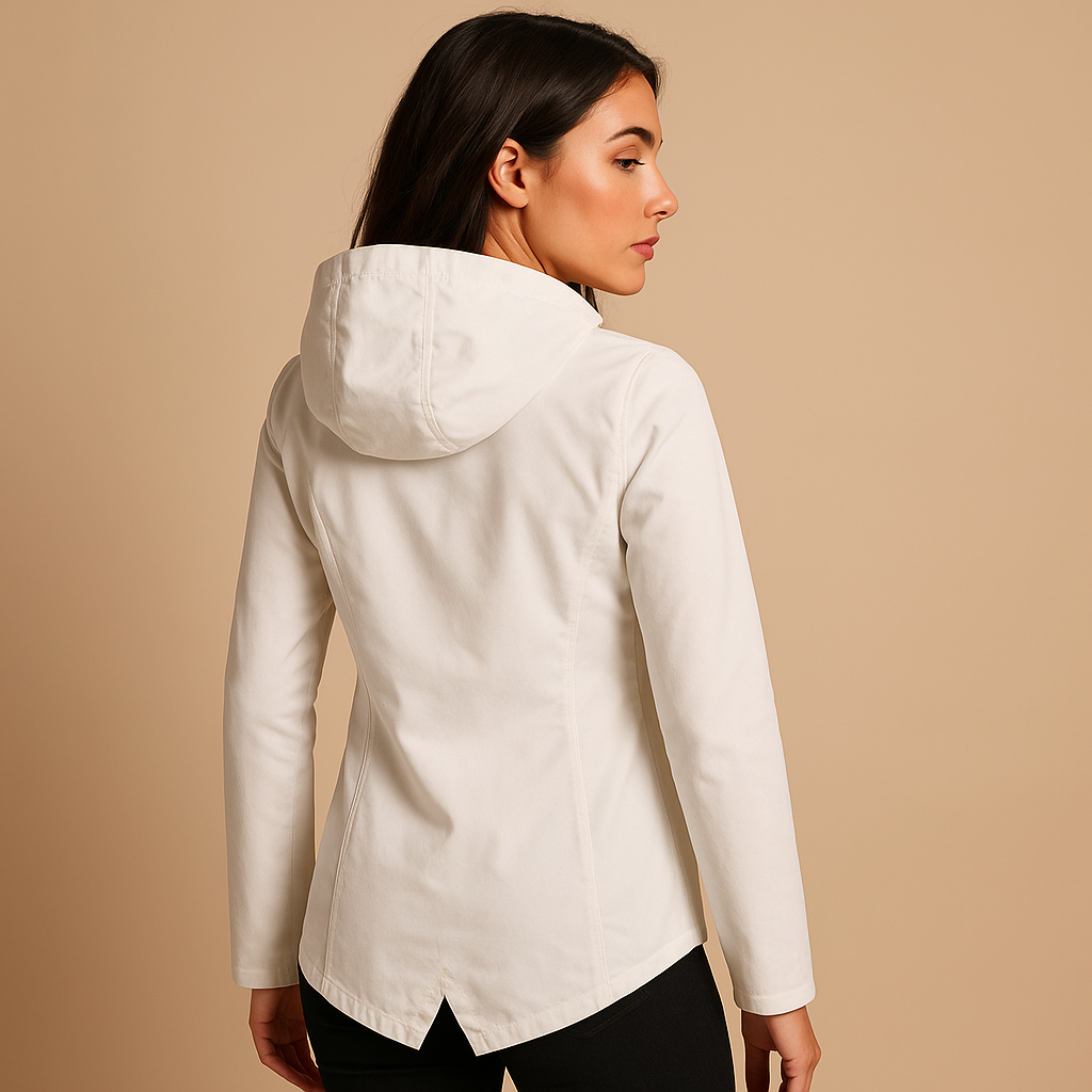Lange wasserabweisende Regenjacke mit Kapuze für Damen | Femke