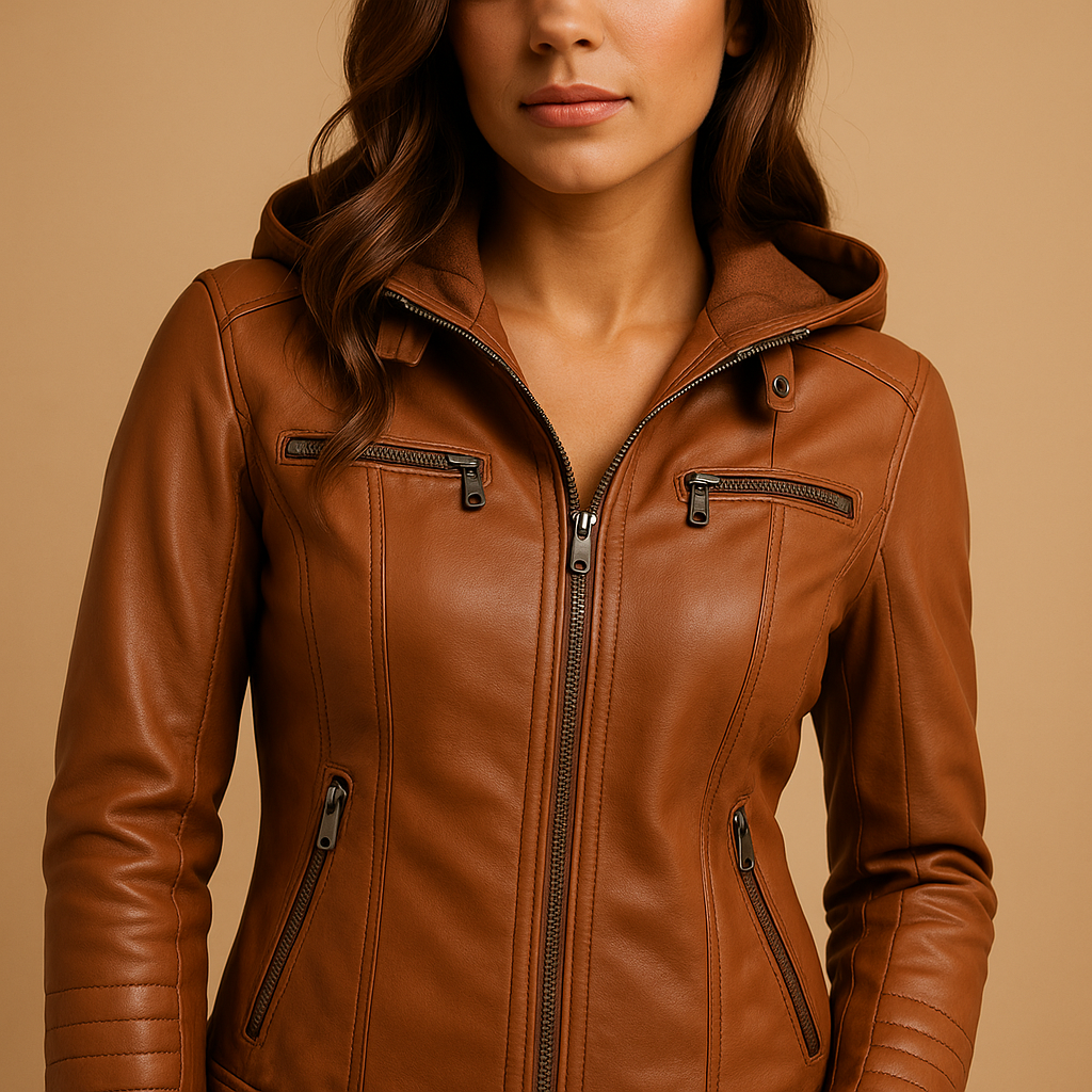 Lederjacke mit Kapuze für Damen | Anouk