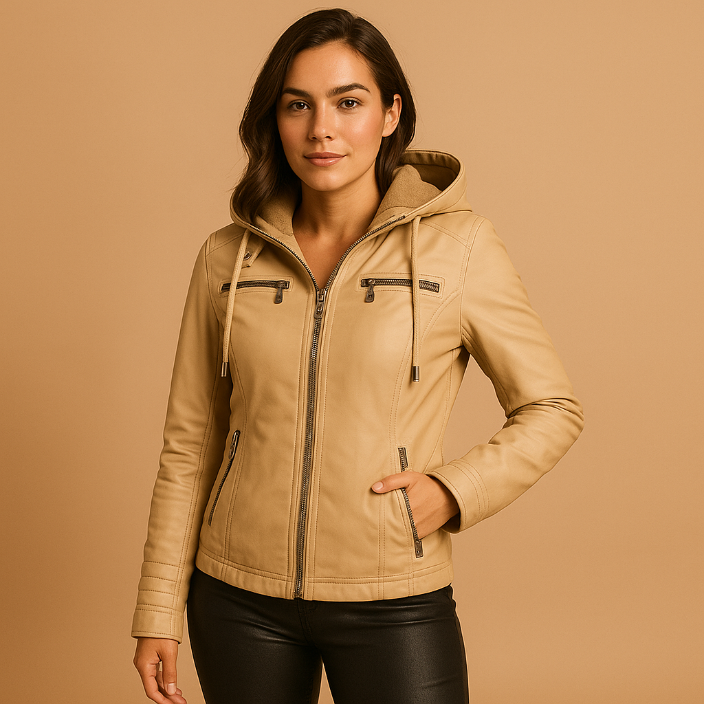 Lederjacke mit Kapuze für Damen | Anouk