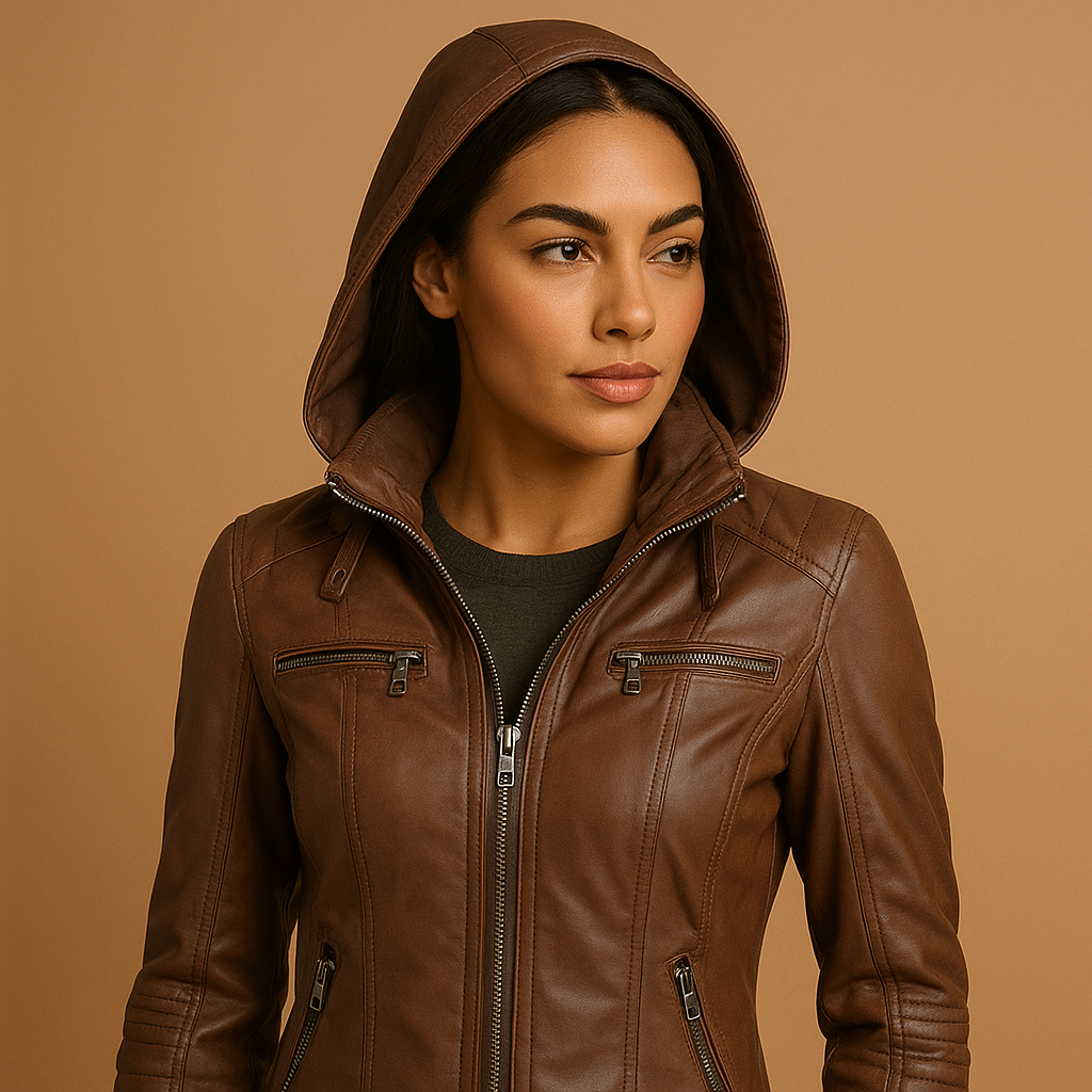 Lederjacke mit Kapuze für Damen | Anouk
