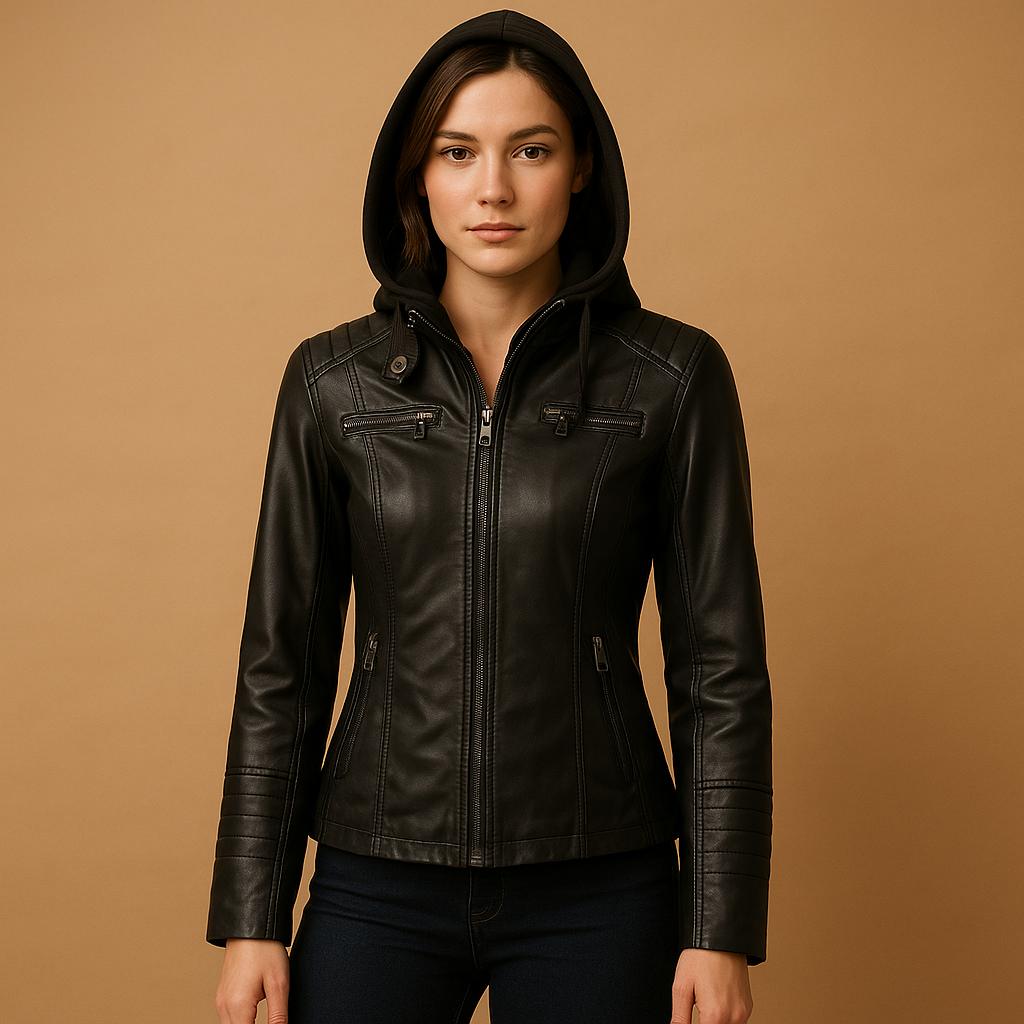 Lederjacke mit Kapuze für Damen | Anouk