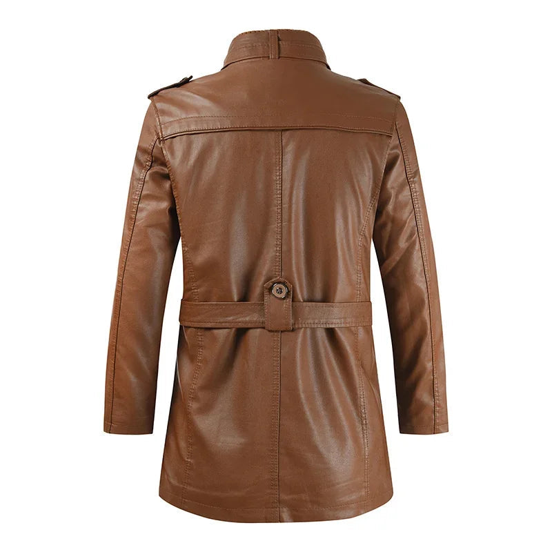 Stilvolle lange Motorradlederjacke