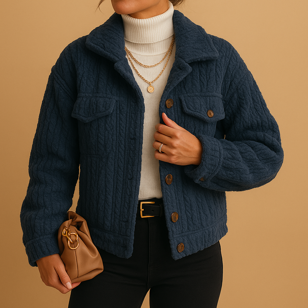 Oversized weiche Jacke mit Perlenknöpfen für Damen | Milou