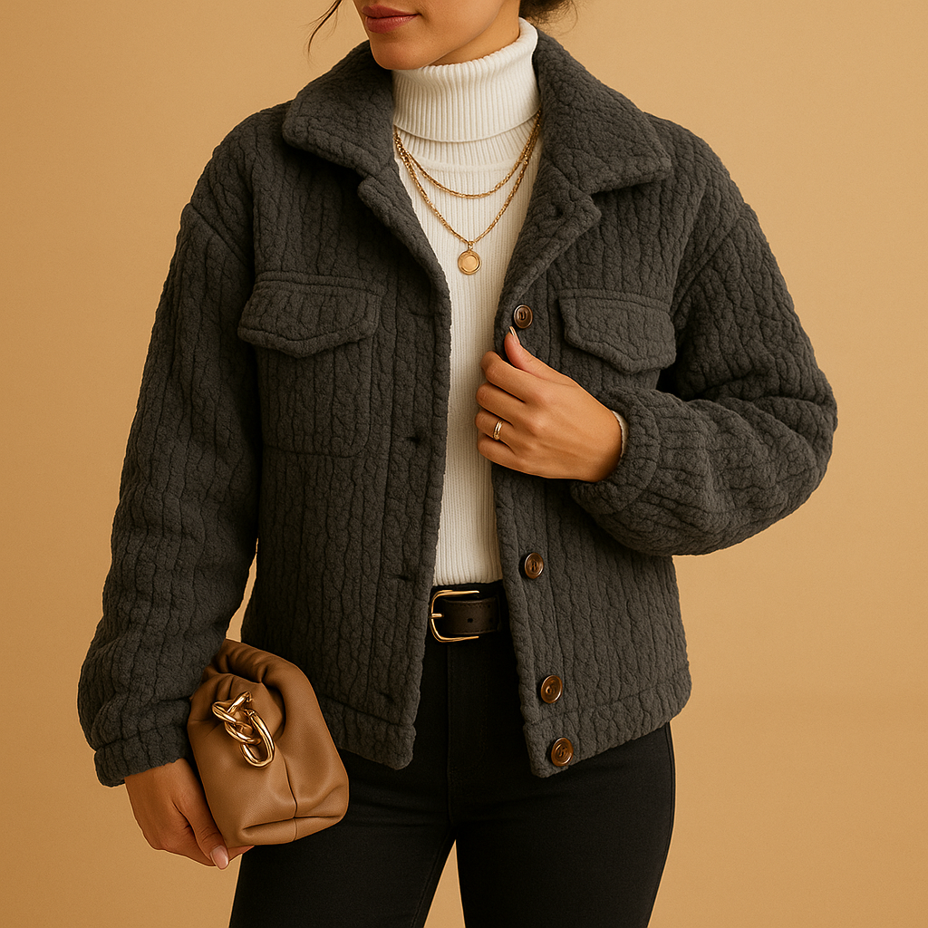 Oversized weiche Jacke mit Perlenknöpfen für Damen | Milou