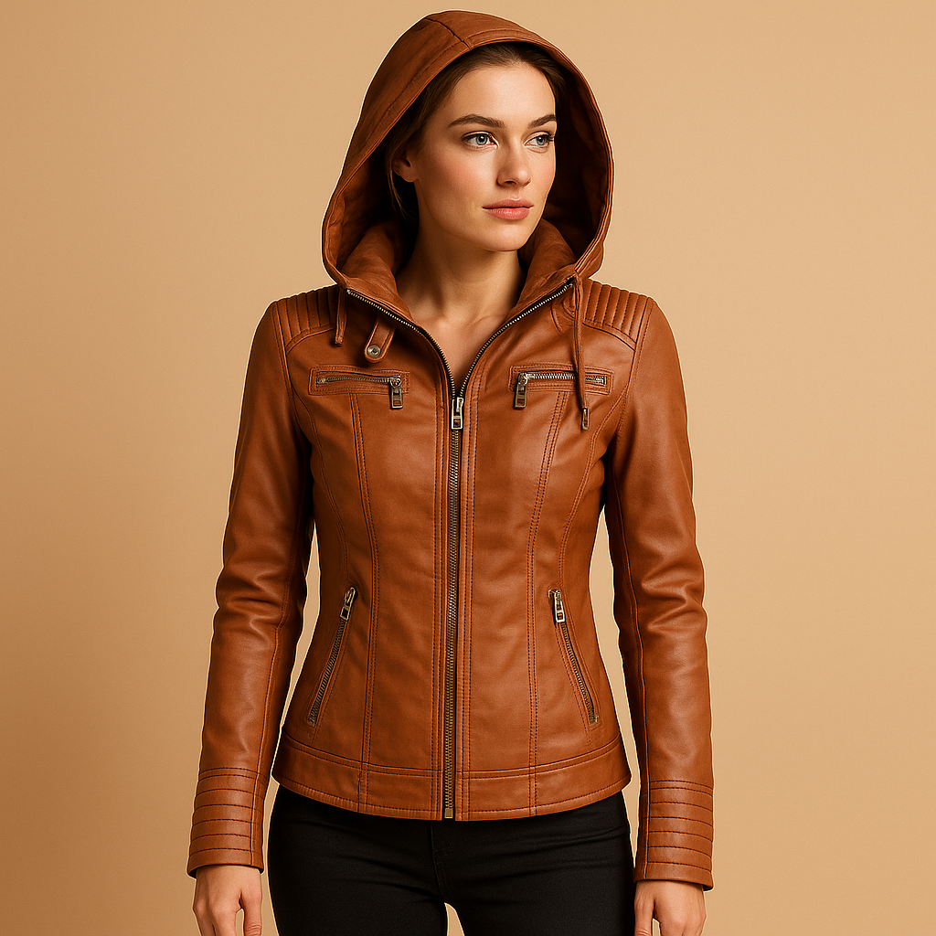 PU-Leder Sommerjacke mit Kapuze für Damen | Yara
