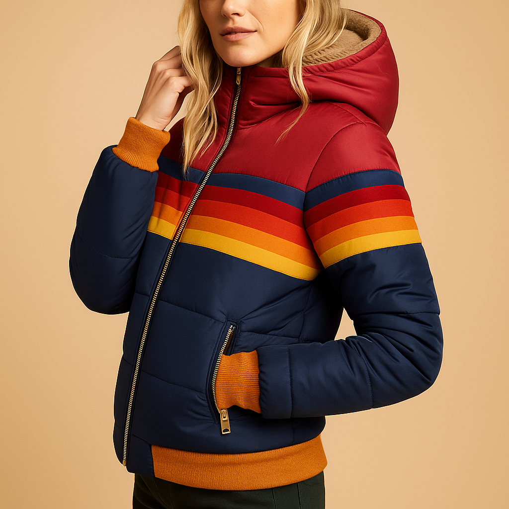 Warme wattierte Winterjacke mit Kapuze für Damen | Iris
